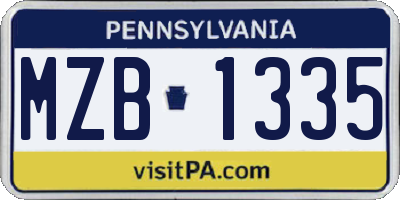 PA license plate MZB1335