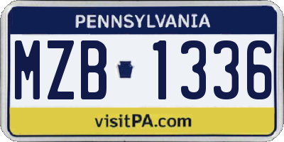 PA license plate MZB1336