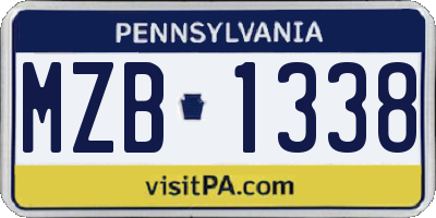 PA license plate MZB1338