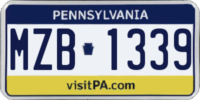 PA license plate MZB1339