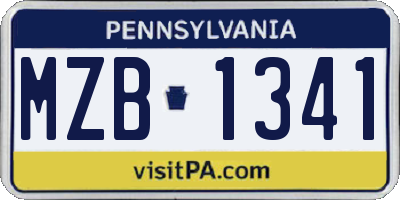 PA license plate MZB1341