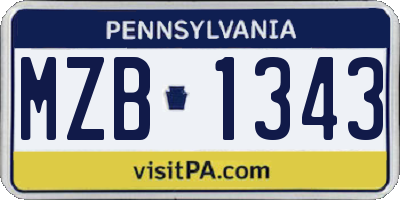 PA license plate MZB1343
