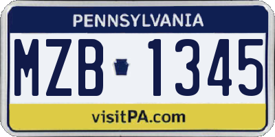PA license plate MZB1345