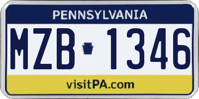 PA license plate MZB1346
