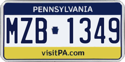 PA license plate MZB1349