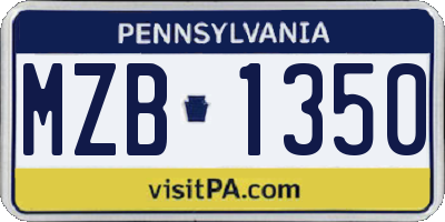 PA license plate MZB1350