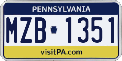 PA license plate MZB1351