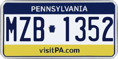 PA license plate MZB1352