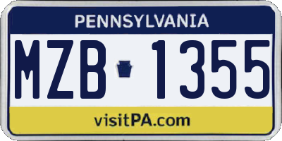 PA license plate MZB1355