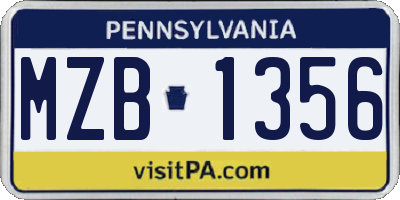 PA license plate MZB1356