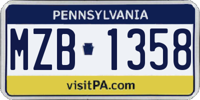 PA license plate MZB1358