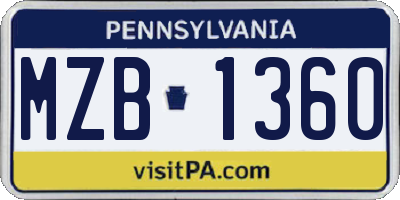 PA license plate MZB1360