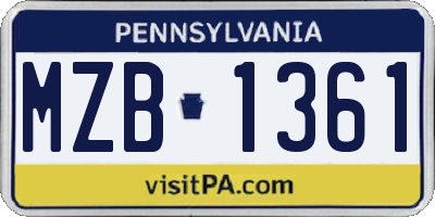 PA license plate MZB1361
