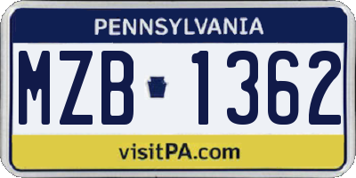 PA license plate MZB1362