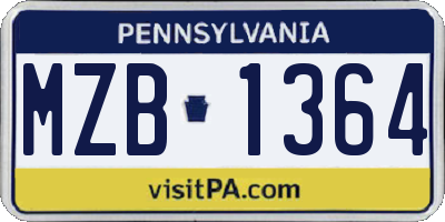 PA license plate MZB1364