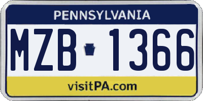 PA license plate MZB1366