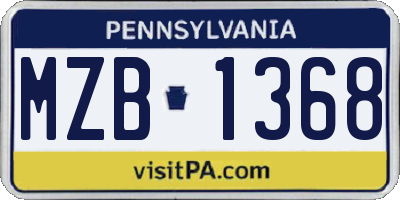 PA license plate MZB1368