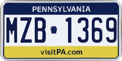 PA license plate MZB1369