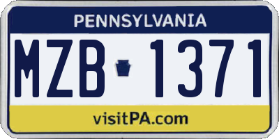 PA license plate MZB1371