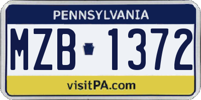 PA license plate MZB1372
