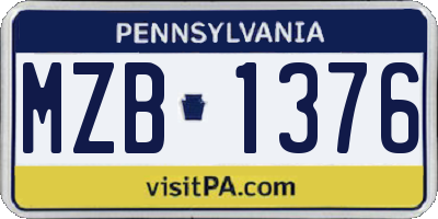 PA license plate MZB1376