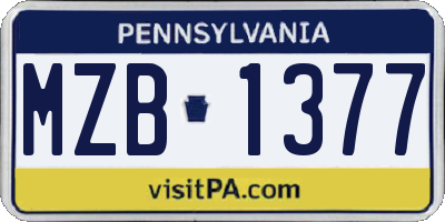 PA license plate MZB1377