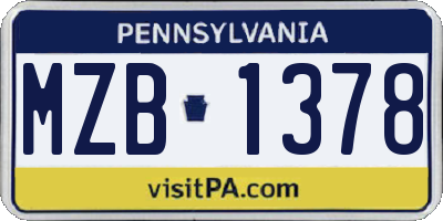 PA license plate MZB1378