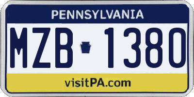 PA license plate MZB1380