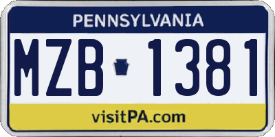 PA license plate MZB1381
