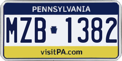 PA license plate MZB1382