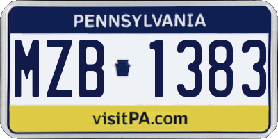 PA license plate MZB1383