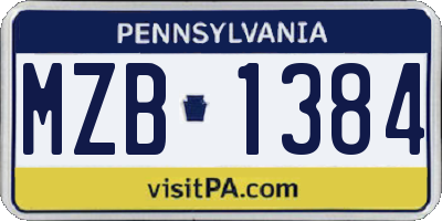 PA license plate MZB1384