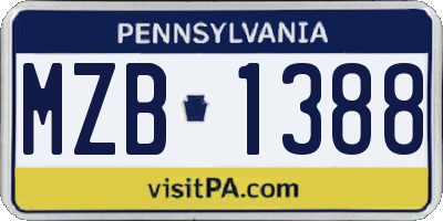 PA license plate MZB1388