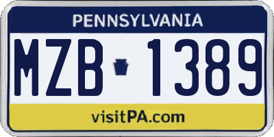 PA license plate MZB1389