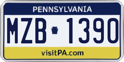 PA license plate MZB1390