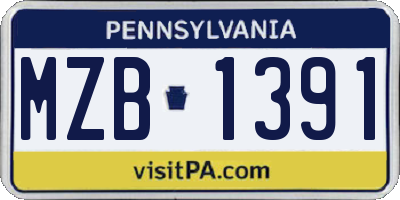 PA license plate MZB1391