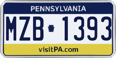 PA license plate MZB1393