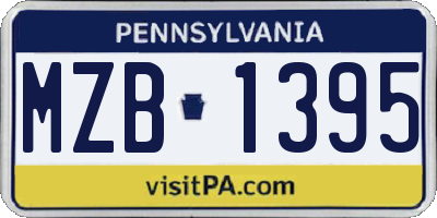 PA license plate MZB1395