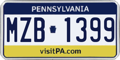 PA license plate MZB1399