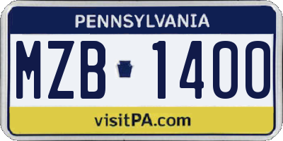 PA license plate MZB1400