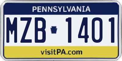 PA license plate MZB1401