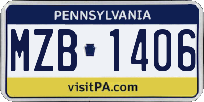 PA license plate MZB1406