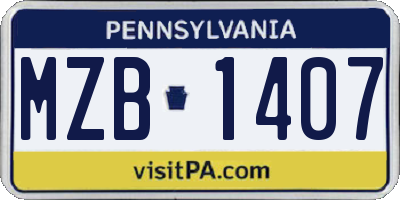 PA license plate MZB1407