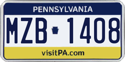 PA license plate MZB1408