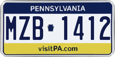 PA license plate MZB1412