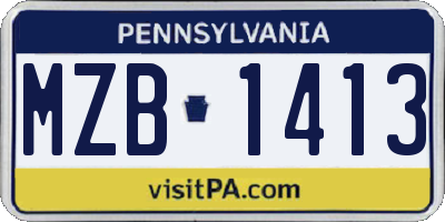 PA license plate MZB1413