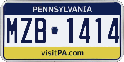 PA license plate MZB1414