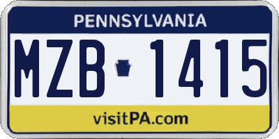 PA license plate MZB1415