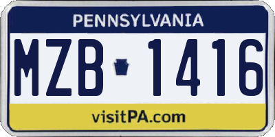 PA license plate MZB1416