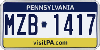 PA license plate MZB1417